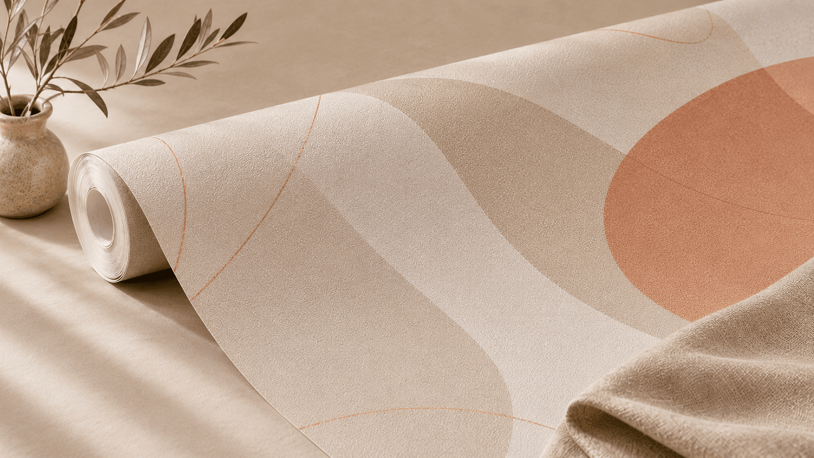 Wallpaper roll showing material texture