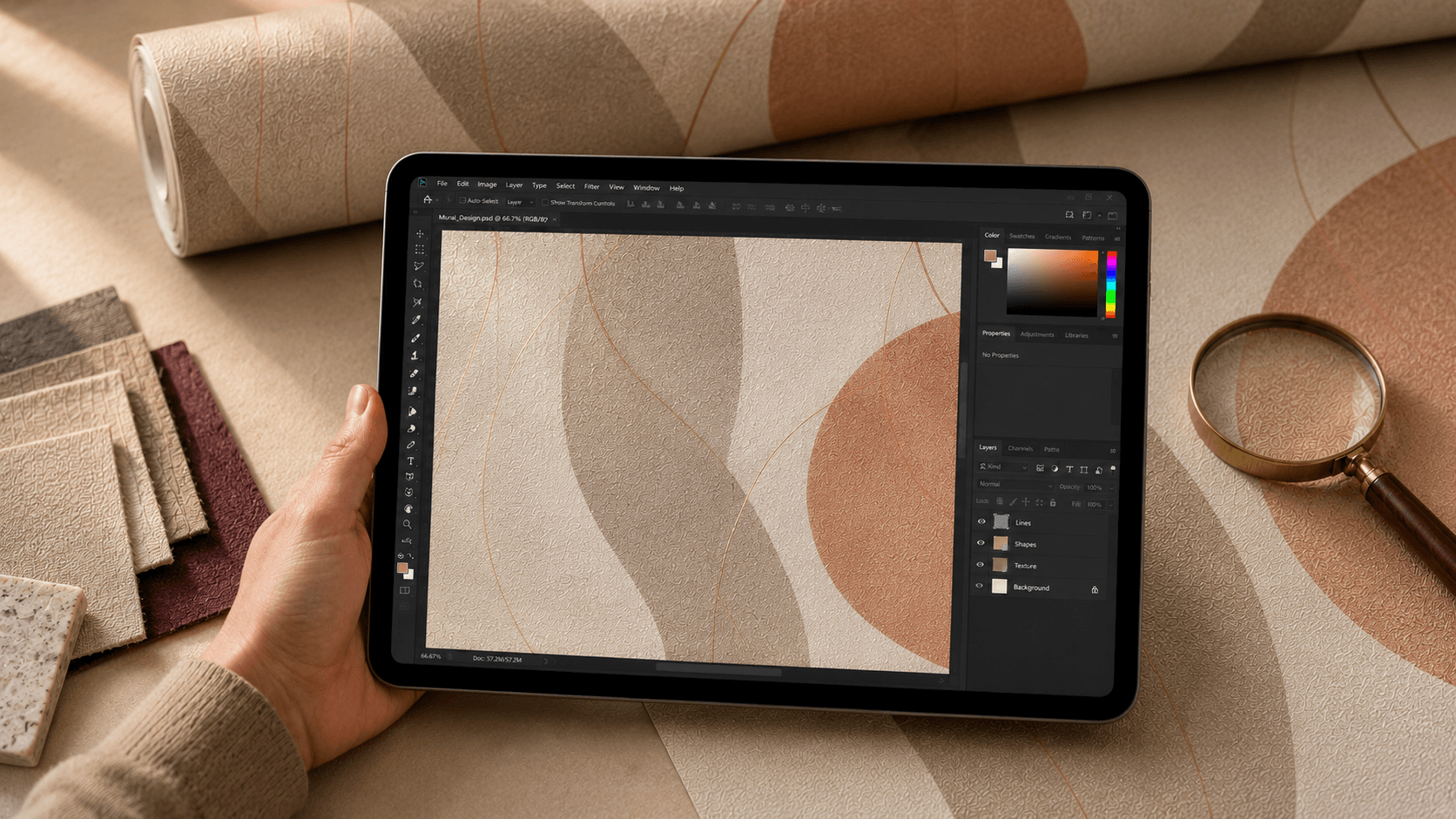 High-quality wallpaper design being reviewed