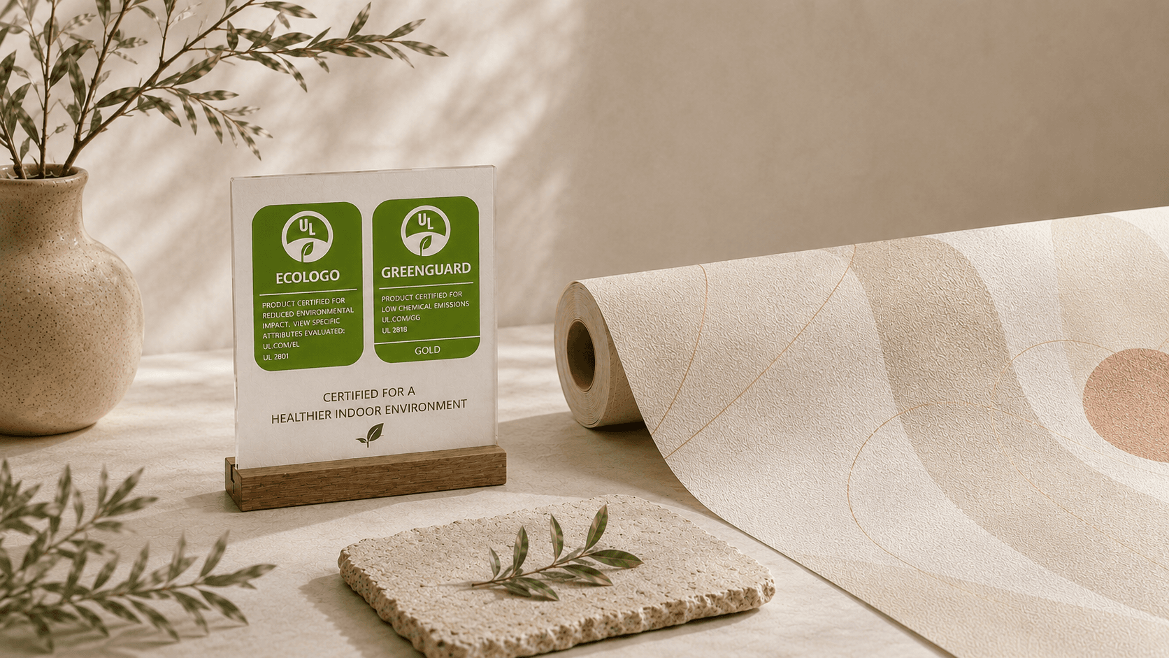 Wallpaper with eco-friendly ink certification