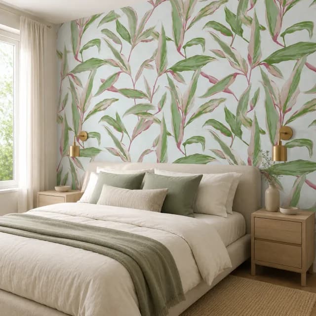 Green Blush Watercolor Leaves